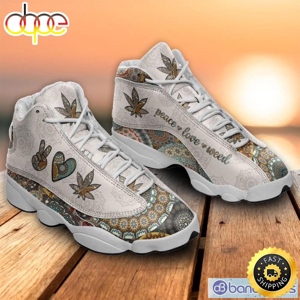 Mandala PEACE LOVE Weed Air Jordan 13 Sneakers Shoes For Fans XIII Shoes Kz4yzh