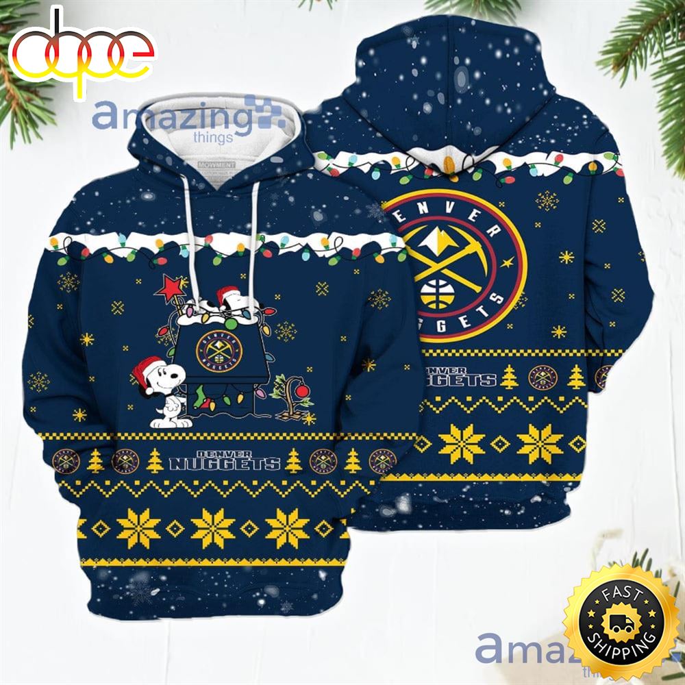Merry Christmas Season Denver Nuggets Snoopy 3D Hoodie Cute Christmas Gift For Men And Women Exw2q3