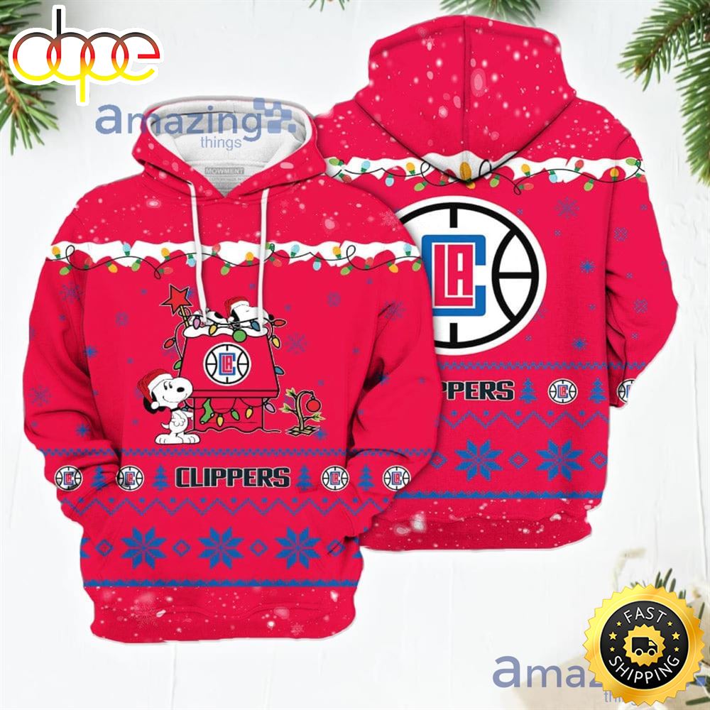Merry Christmas Season Los Angeles Clippers Snoopy 3D Hoodie Cute Christmas Gift For Men And Women Nuaxcf