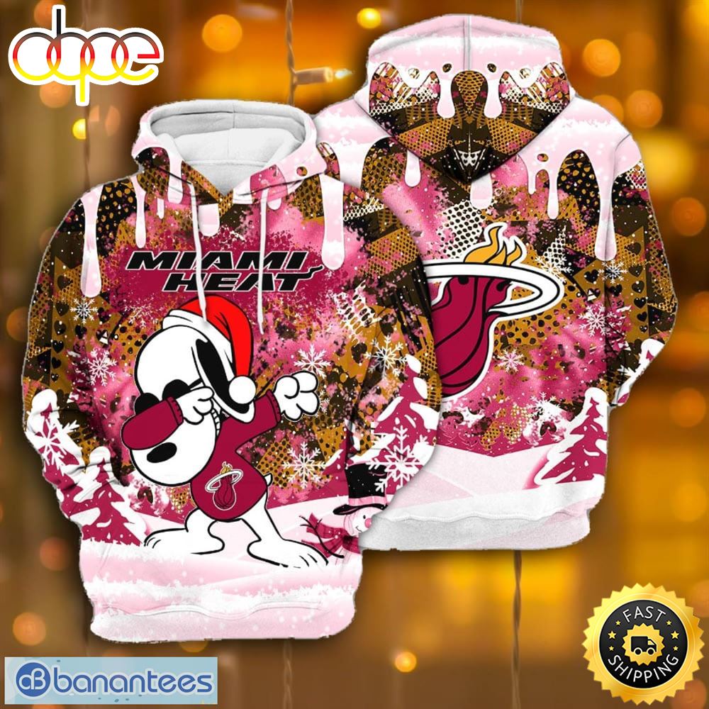 Miami Heat Snoopy Dabbing The Peanuts Sports Football American Christmas All Over Print 3D Hoodie Edzvhh
