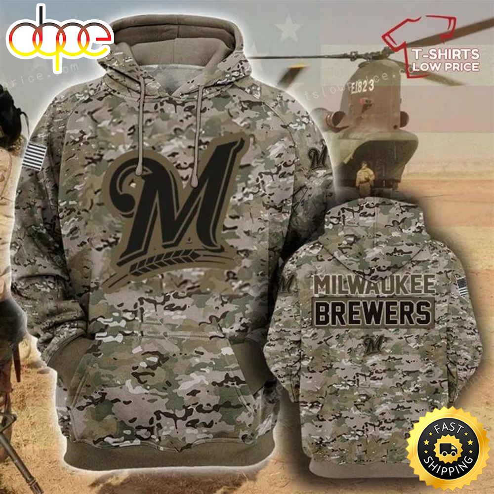 Milwaukee Brewers Camouflage Veteran 3D Hoodie Exiiwe