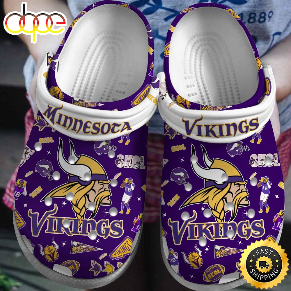 Minnesota Vikings NFL Sport Crocs Crocband Clogs Shoes Comfortable For Men Women And Kids Qwzobx