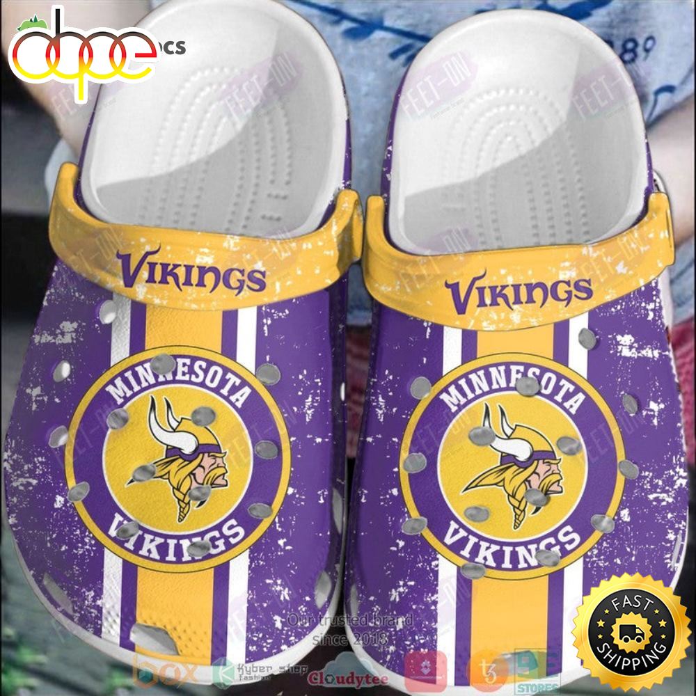 Minnesota Vikings White Purple Nfl Crocs Clog Shoes Xkrgt8