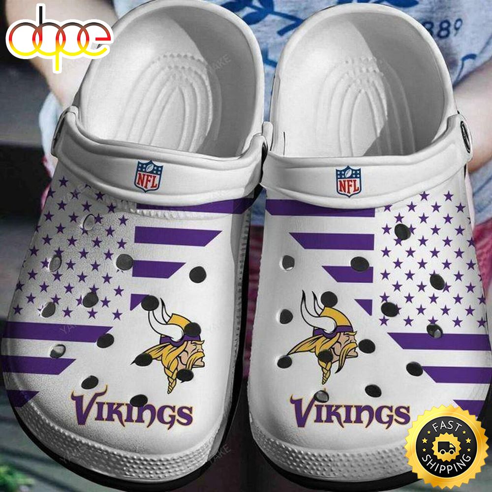 Minnesota Vikings White Pattern Crocs Crocband Clog Comfortable Water Shoes Pacomc