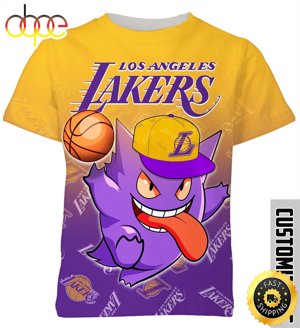NBA Los Angeles Lakers Pokemon Gengar Tshirt Adult And Kid Tshirt U5esps