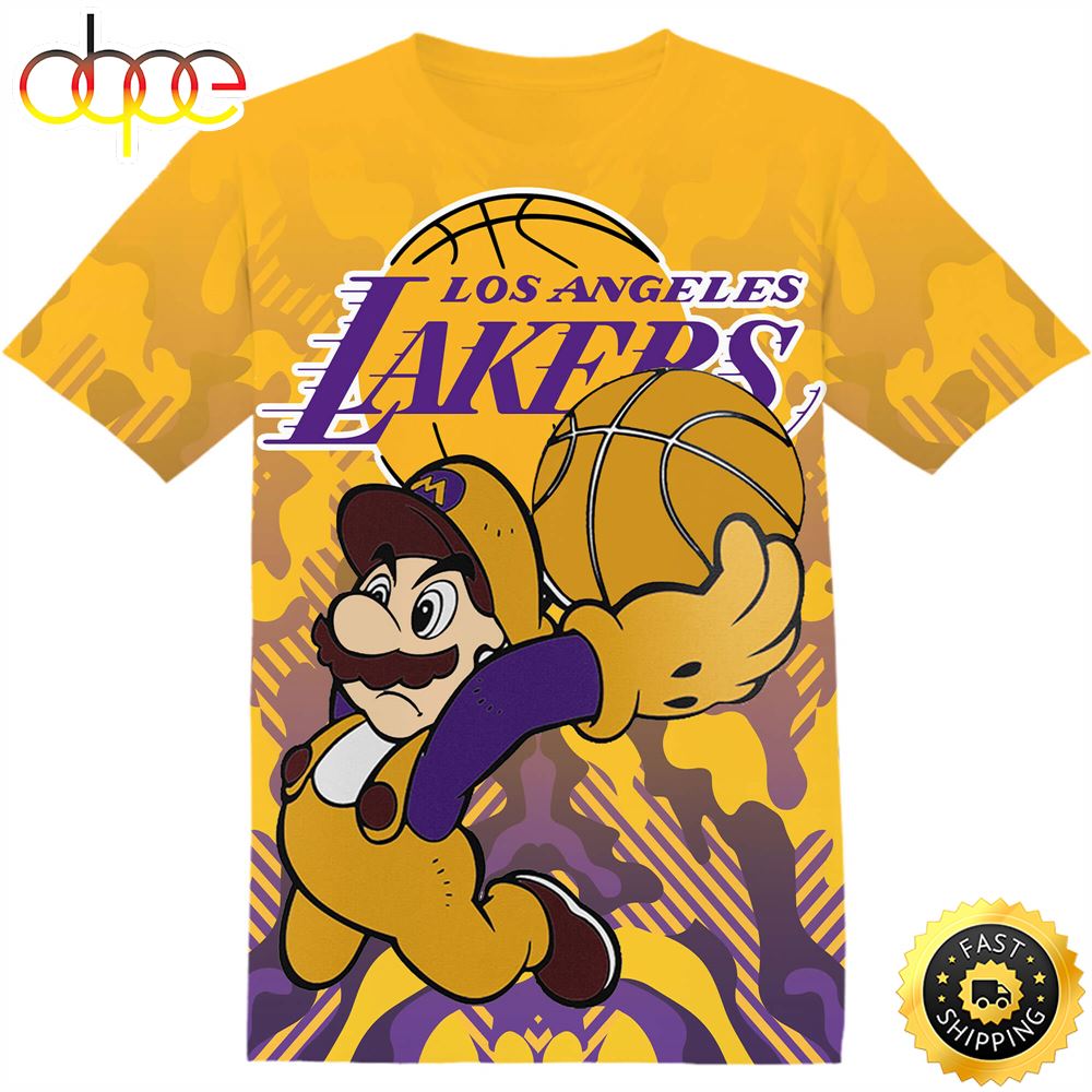 NBA Los Angeles Lakers Super Mario Tshirt Adult And Kid Tshirt Qwhorm