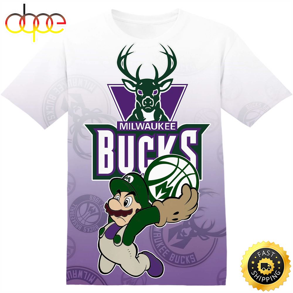 NBA Milwaukee Bucks Mario Tshirt Adult And Kid Tshirt Mi7tfn