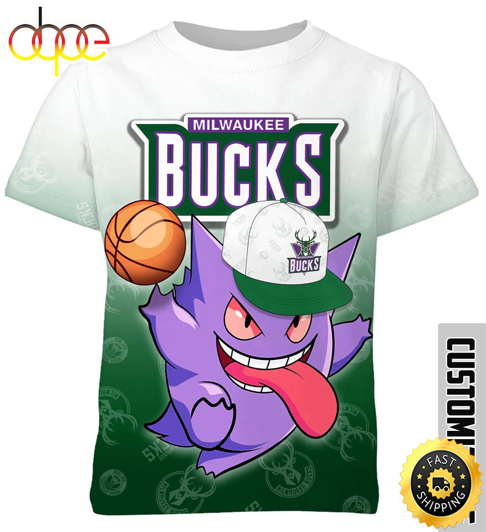 NBA Milwaukee Bucks Pokemon Gengar Tshirt Adult And Kid Tshirt R3achs