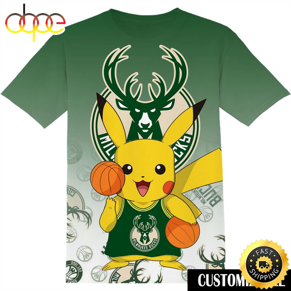 NBA Milwaukee Bucks Pokemon Pikachu Tshirt Adult And Kid Tshirt Adczc5