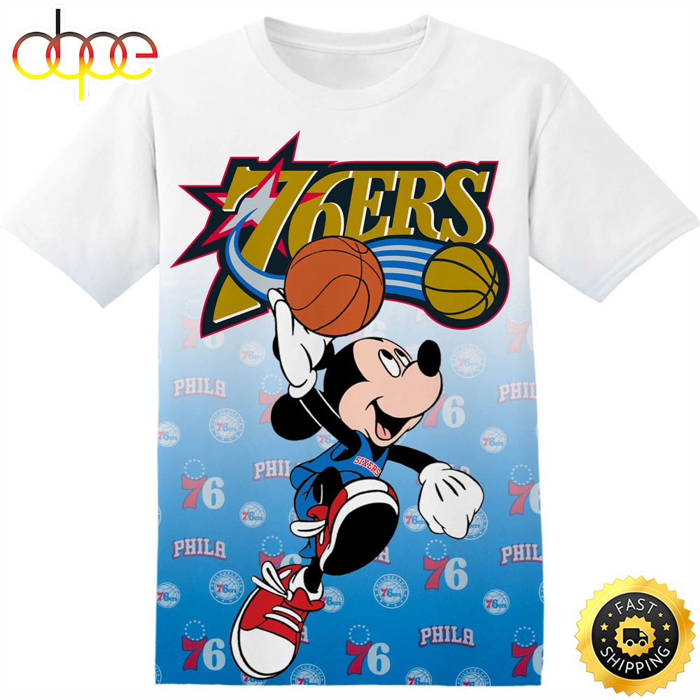 NBA Philadelphia 76ers Sixers Disney Mickey Tshirt Adult And Kid Tshirt –