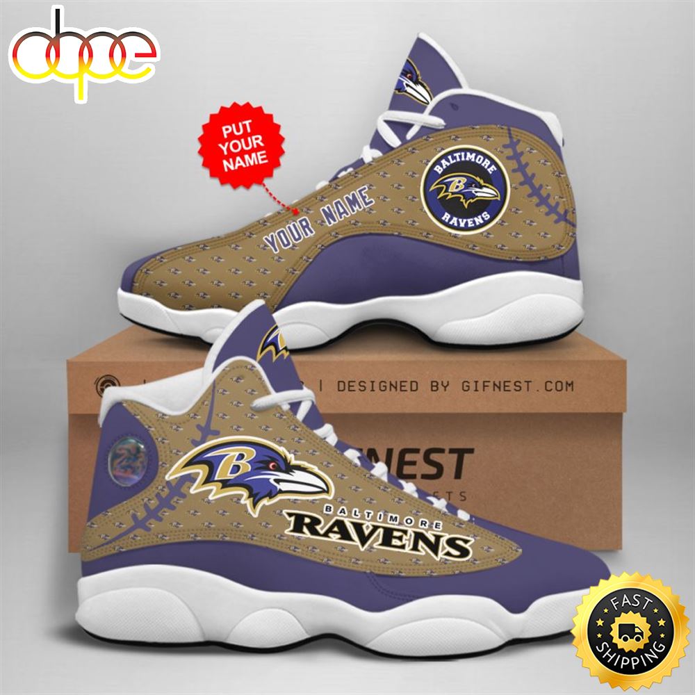 NFL Baltimore Ravens Custom Name Air Jordan 13 Shoes V6 Ecfu65