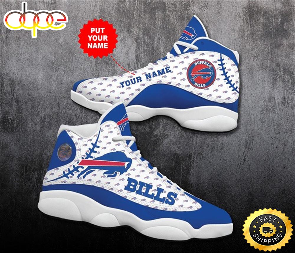 NFL Buffalo Bills Custom Name White Logo Air Jordan 13 Shoes V2 Bjuvj9