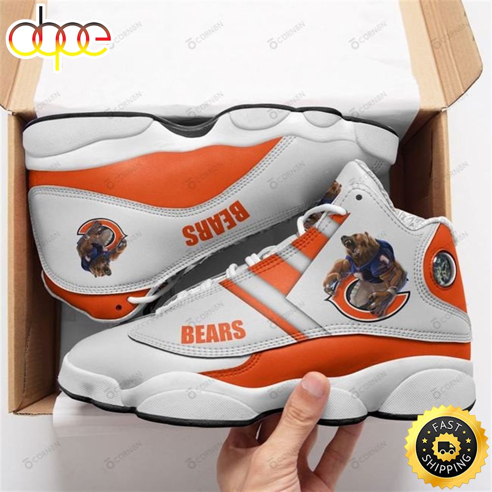 NFL Chicago Bears White Orange Stripes For Fans Air Jordan 13 Shoes Dzleoc