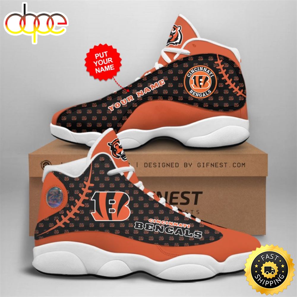 NFL Cincinnati Bengals Custom Name Air Jordan 13 Shoes V3 Rkuayd