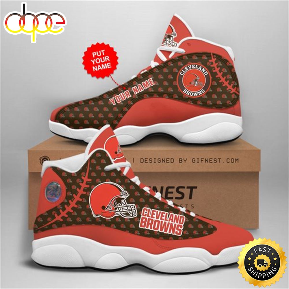 NFL Cleveland Browns Custom Name Air Jordan 13 Shoes V3 Ohf7sl
