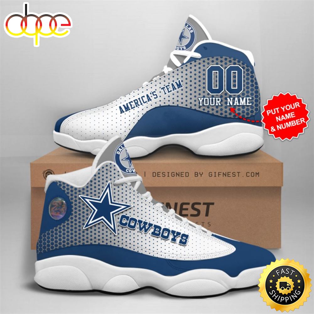 NFL Dallas Cowboys Custom Name Air Jordan 13 Shoes V15 Rbwt6f