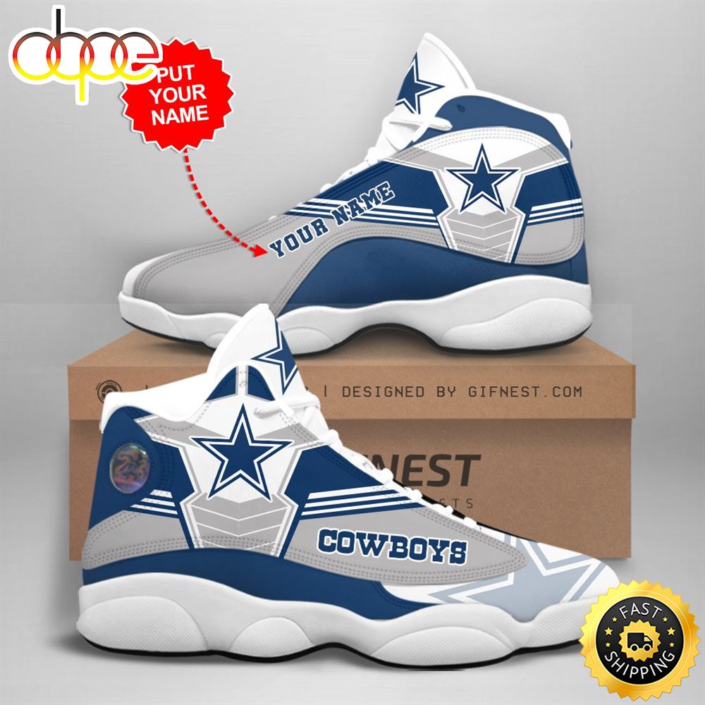 NFL Dallas Cowboys Custom Name Air Jordan 13 Shoes V2 Lhneod