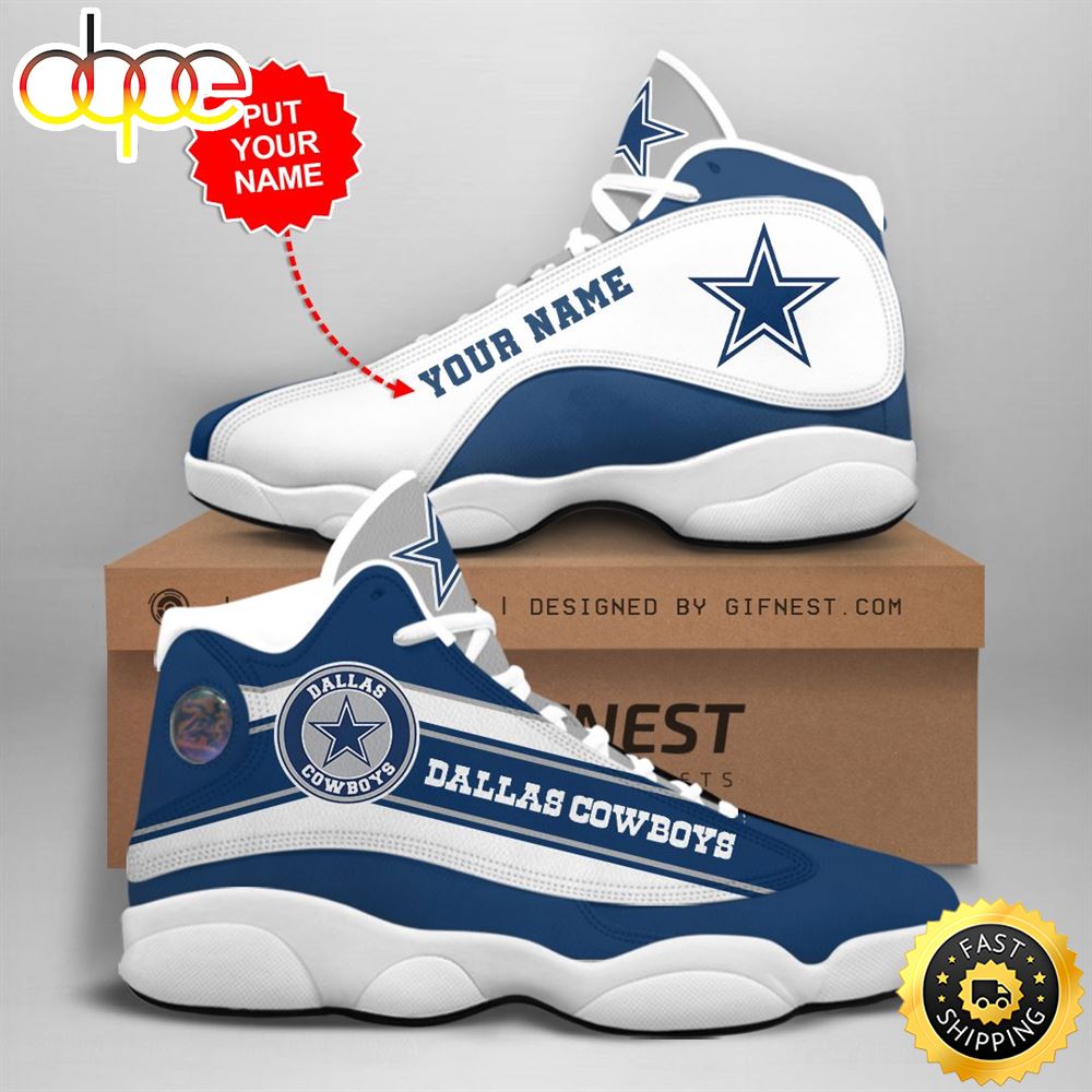 NFL Dallas Cowboys Custom Name Air Jordan 13 Shoes V5 G1mhw2