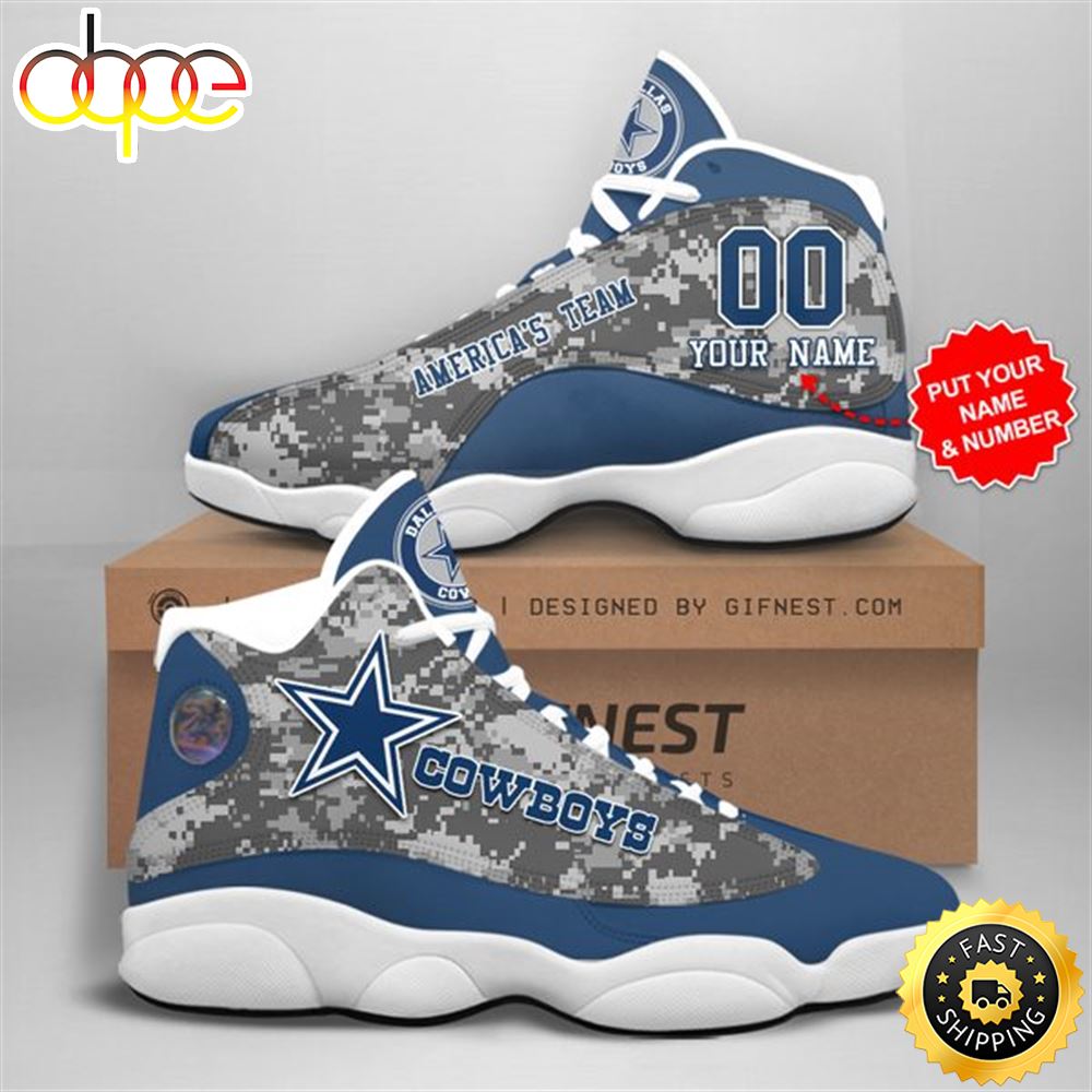 NFL Dallas Cowboys Custom Name Number Air Jordan 13 Shoes V13 Qtrhsq