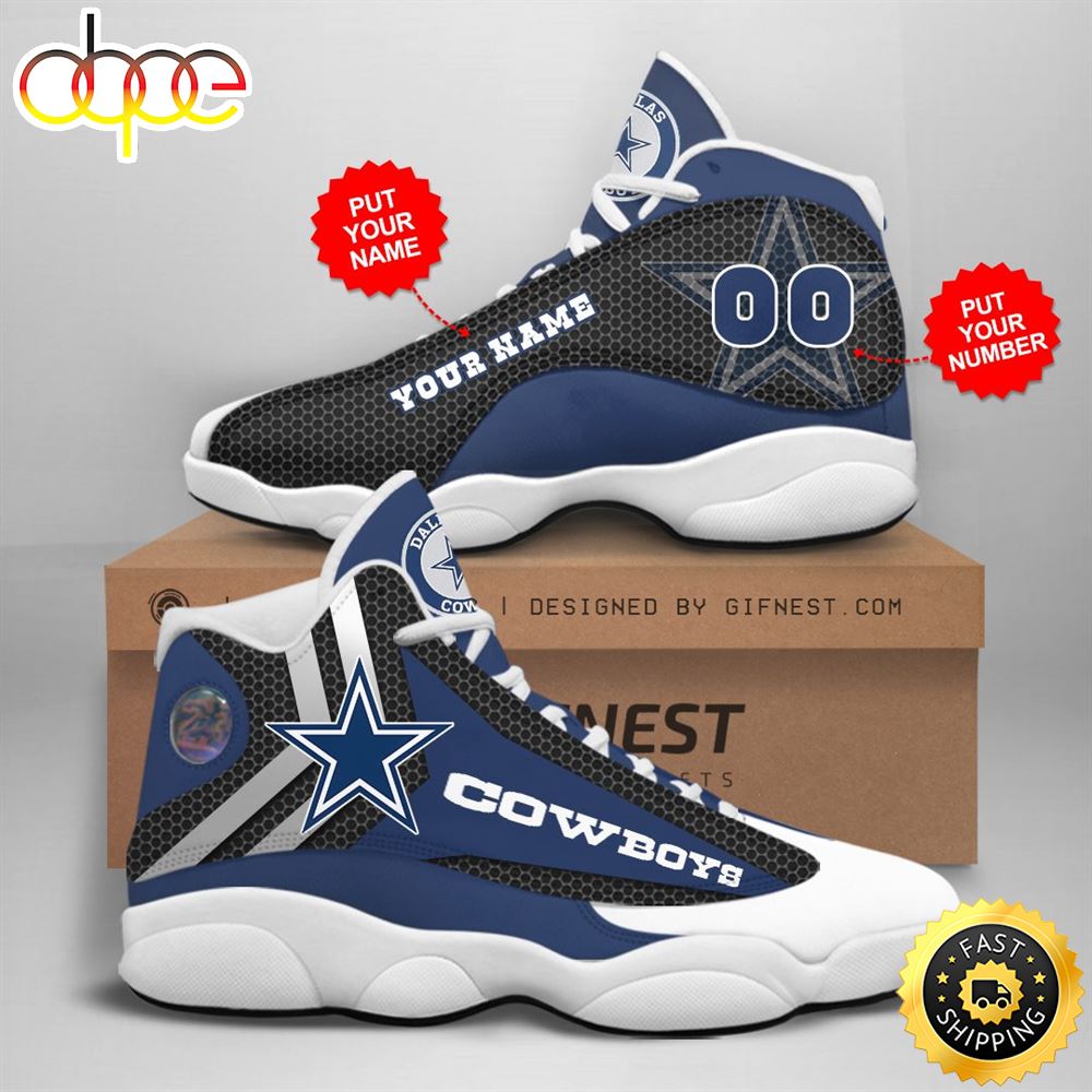 NFL Dallas Cowboys Custom Name Number Air Jordan 13 Shoes V9 Oycxjy