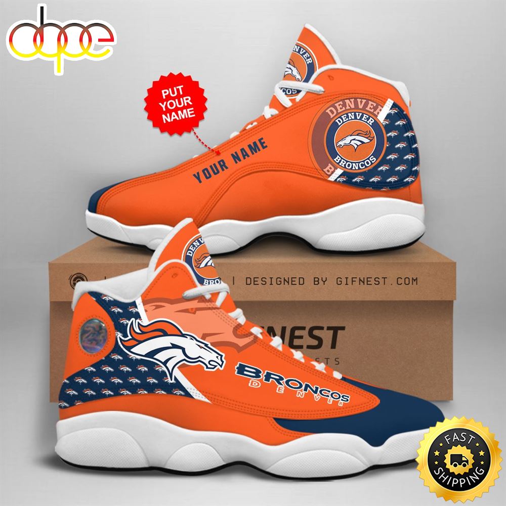 NFL Denver Broncos Custom Name Air Jordan 13 Shoes V1 Sbtgbw