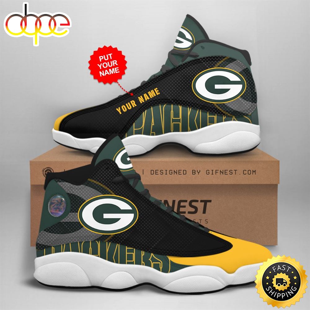 NFL Green Bay Packers Custom Name Air Jordan 13 Shoes V2 Kwts9h
