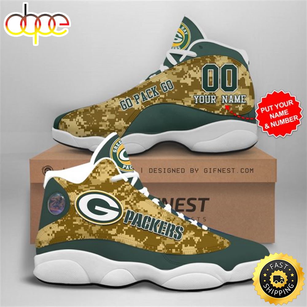 NFL Green Bay Packers Custom Name Air Jordan 13 Shoes V3 Iexpfu