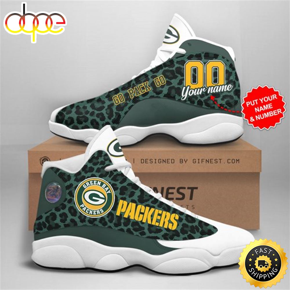 NFL Green Bay Packers Custom Name Air Jordan 13 Shoes V5 Djlfzo