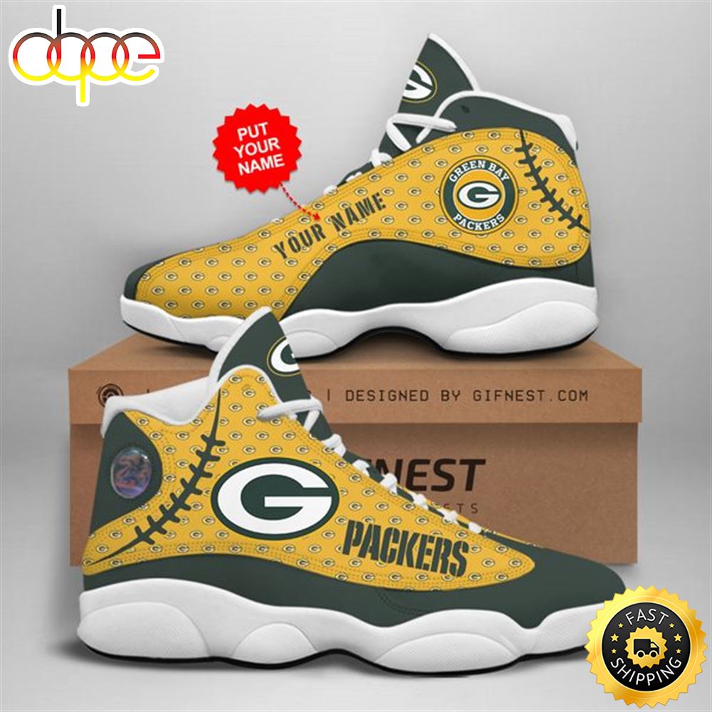 NFL Green Bay Packers Custom Name Air Jordan 13 Shoes V8 T4qwer