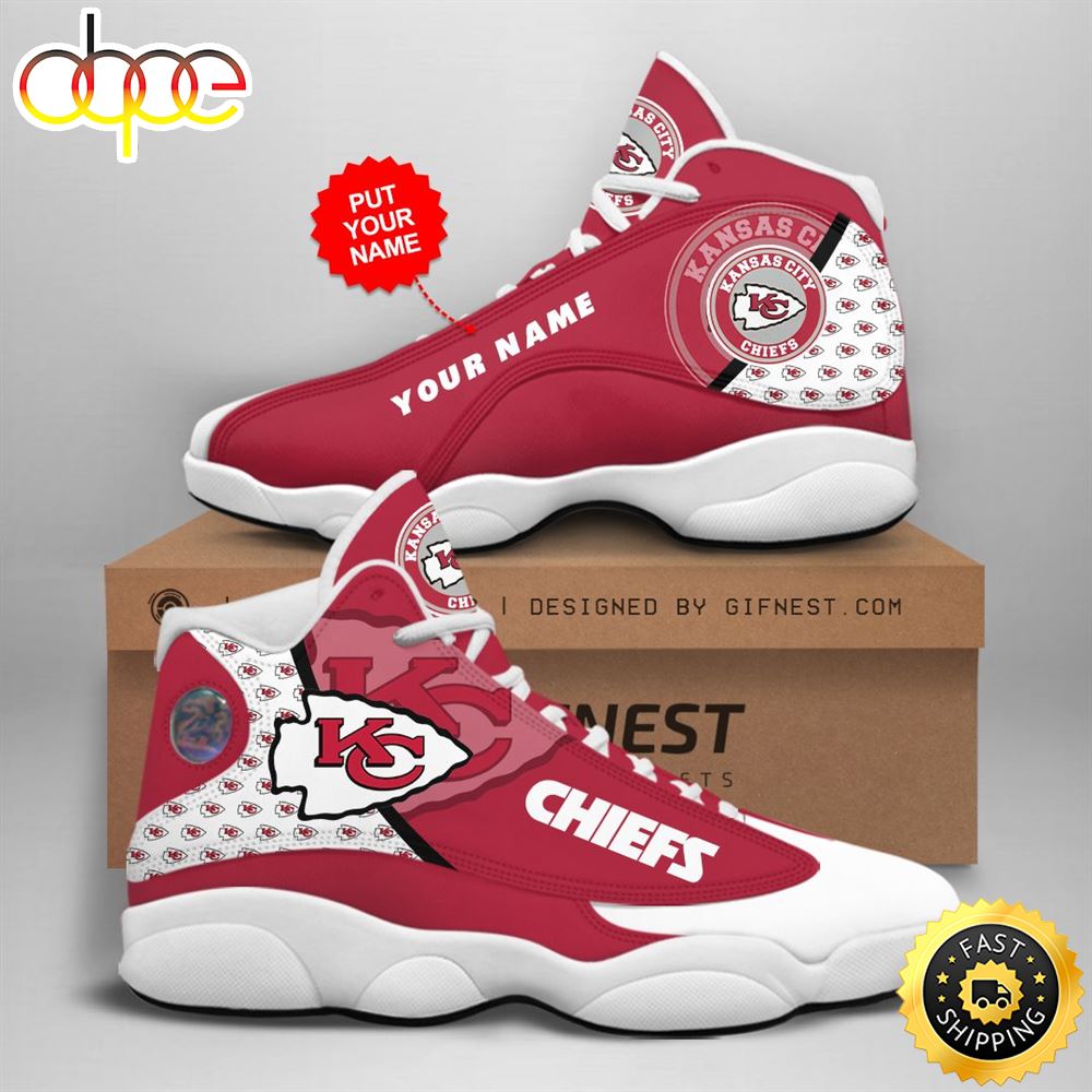 NFL Kansas City Chiefs Custom Name Air Jordan 13 Shoes V2 Tayoqy