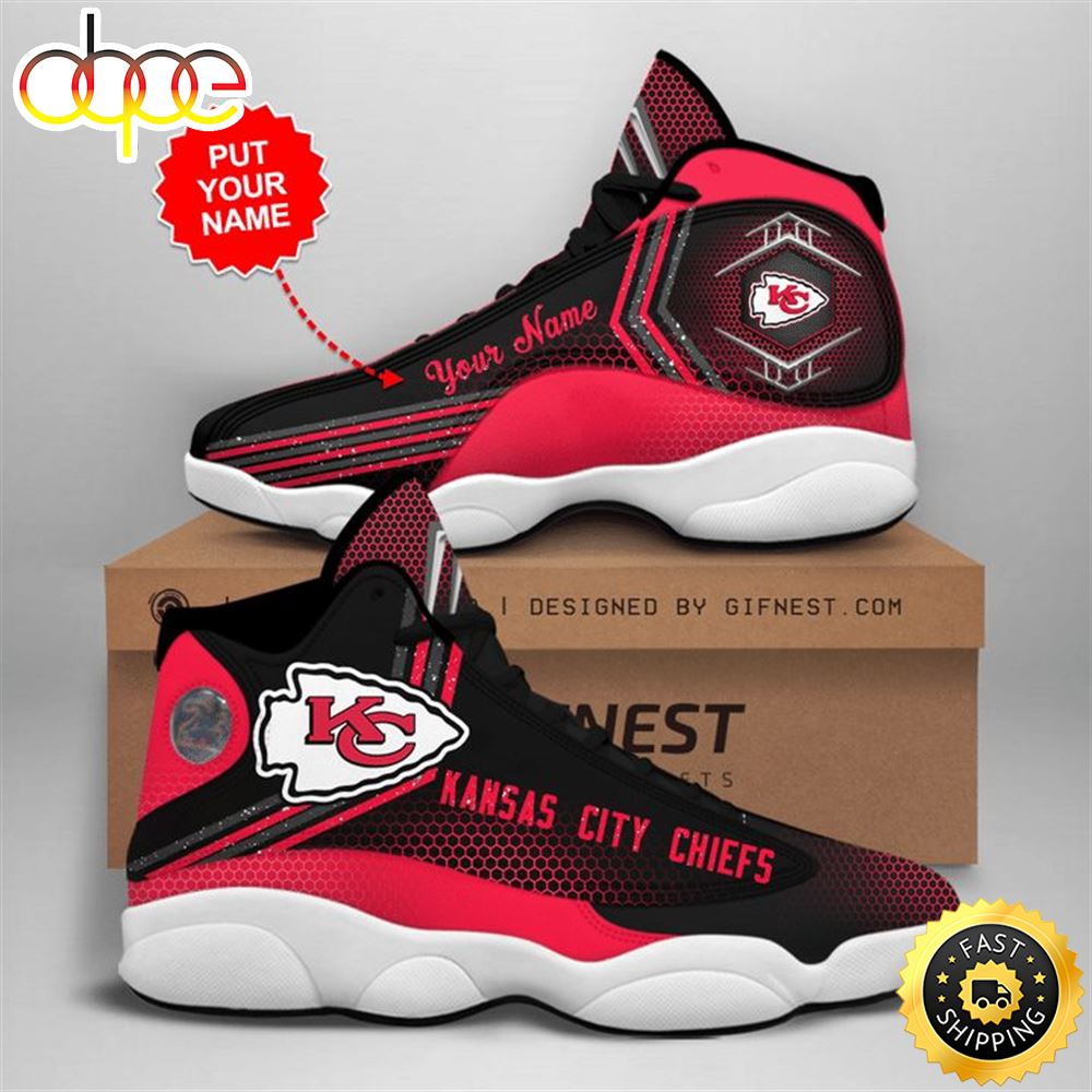 NFL Kansas City Chiefs Custom Name Red Black Air Jordan 13 Shoes Dn41rl
