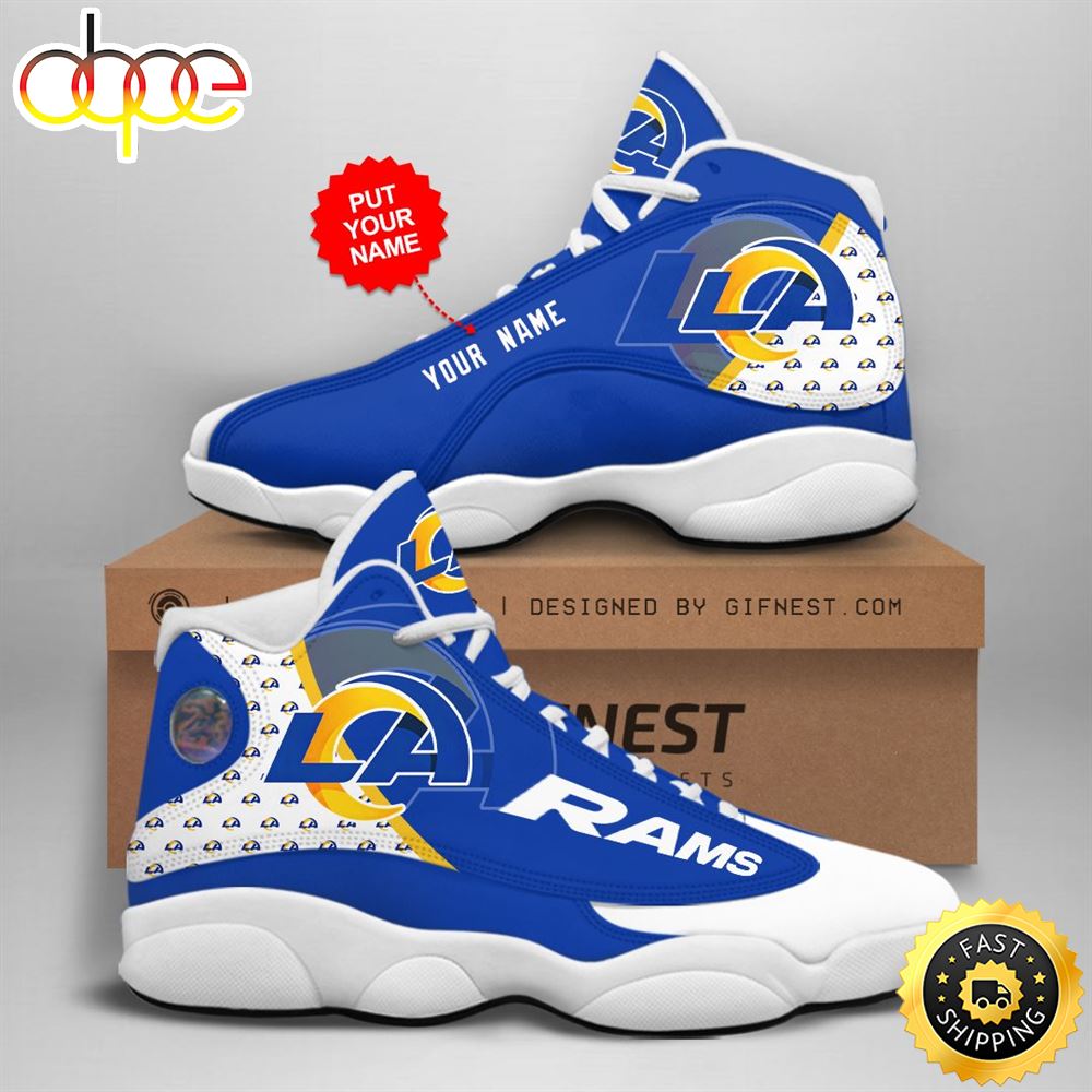 NFL Los Angeles Rams Custom Name Air Jordan 13 Shoes V1 Oc7xhj