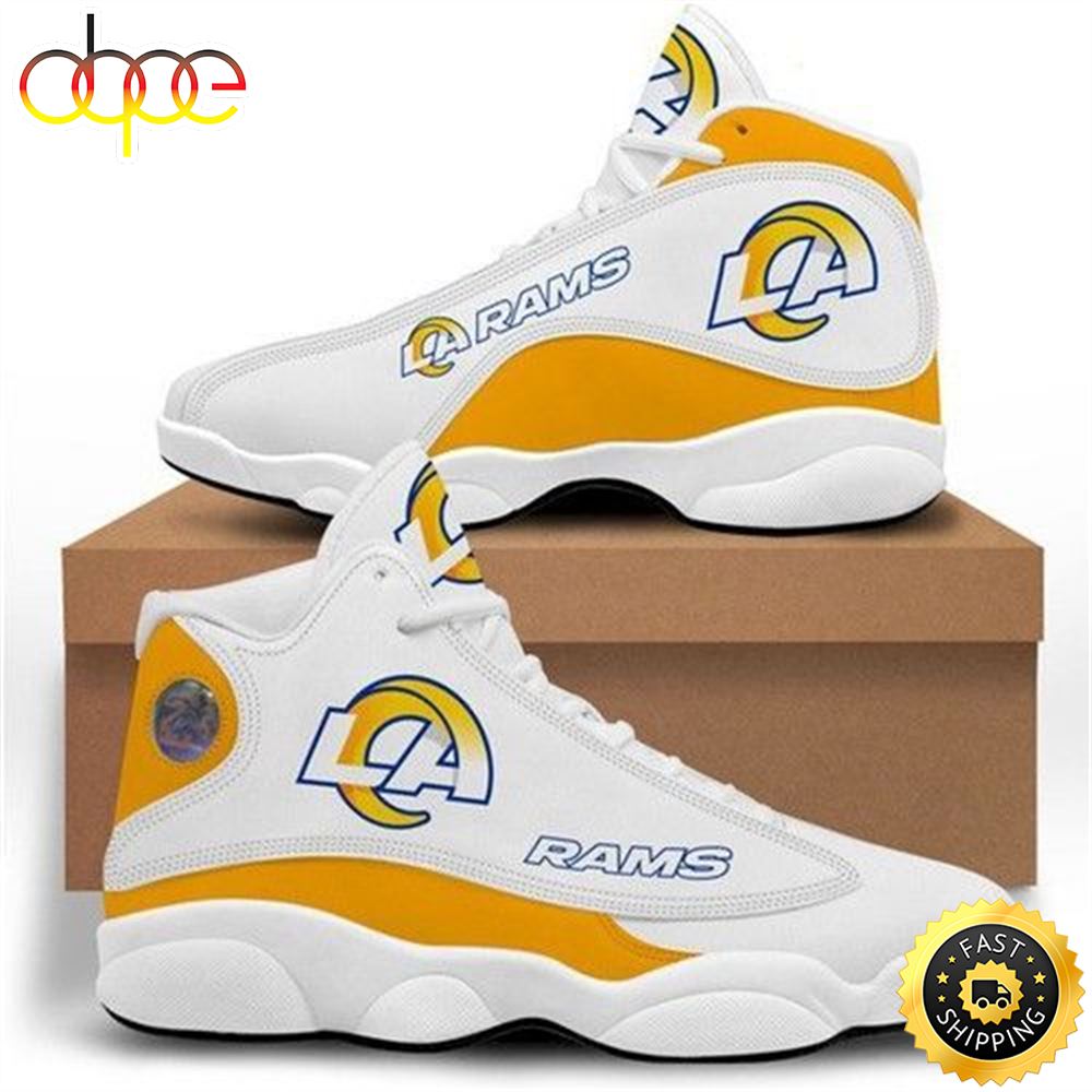 NFL Los Angeles Rams White Golden Air Jordan 13 Shoes Y2v05w