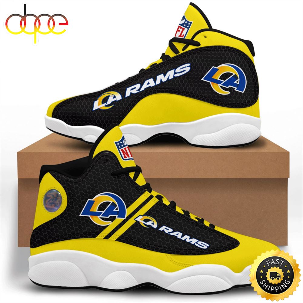 NFL Los Angeles Rams Yellow Black Stripes Air Jordan 13 Shoes Qtuhzz