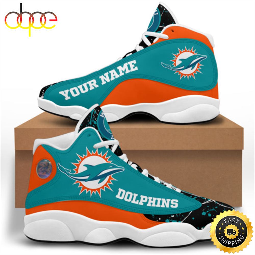 Custom Name Miami Dolphins NFL Air Jordan 4 Shoes Running Sneakers
