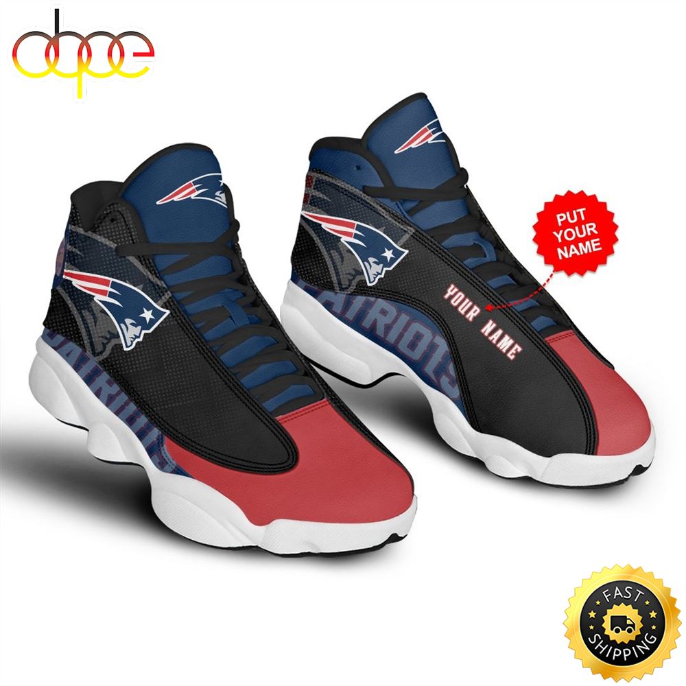 NFL New England Patriots Custom Name Air Jordan 13 Shoes V1 Deewkt