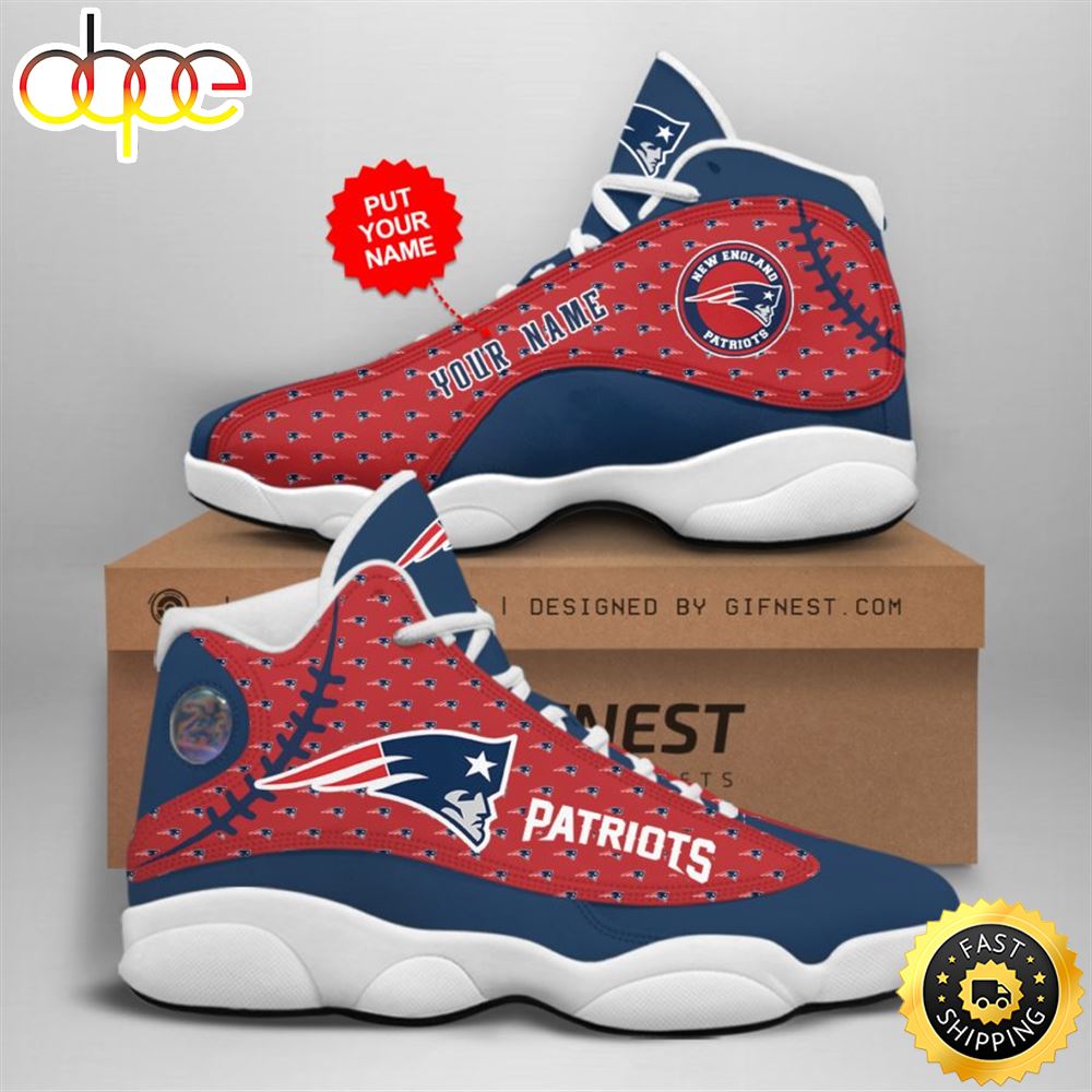 NFL New England Patriots Custom Name Air Jordan 13 Shoes V3 Jemkgt