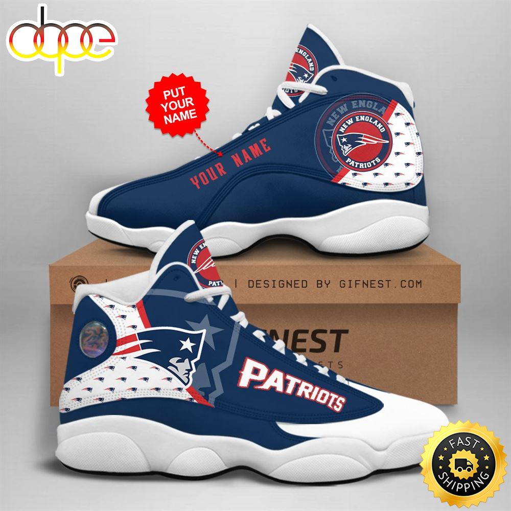 NFL New England Patriots Custom Name Air Jordan 13 Shoes V4 Qaghzw