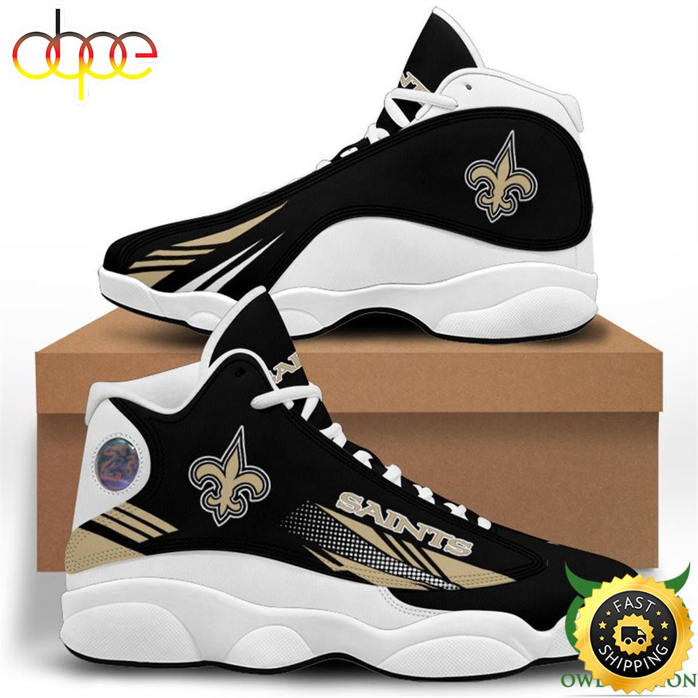NFL New Orleans Saints Black Golden Stripes Air Jordan 13 Shoes Y8vcv7