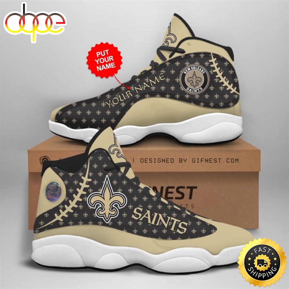 NFL New Orleans Saints Custom Name Air Jordan 13 Shoes V3 S5zmrl