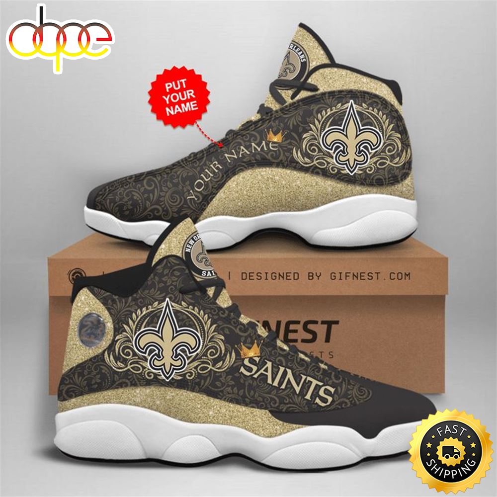 NFL New Orleans Saints Custom Name Limited Version Air Jordan 13 Shoes V2 Dgxeiu