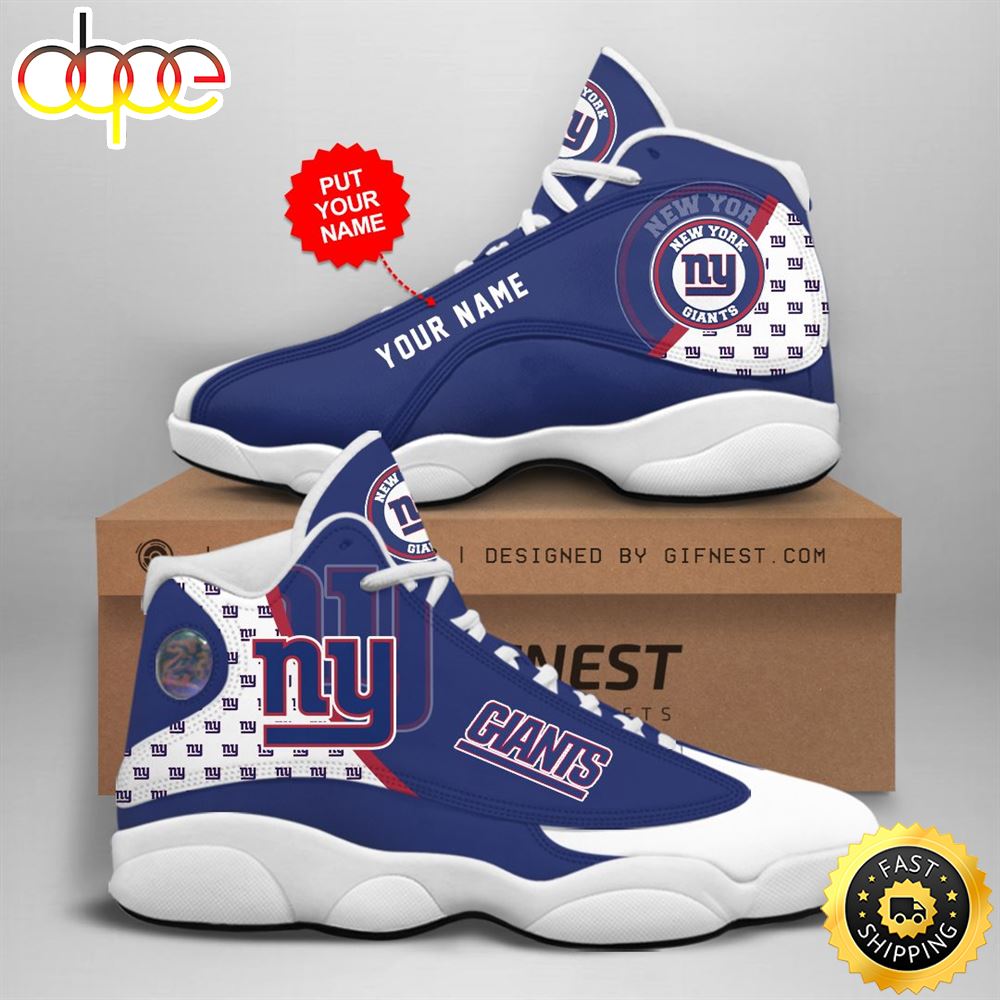 NFL New York Giants Custom Name Air Jordan 13 Shoes V1 T45e9g