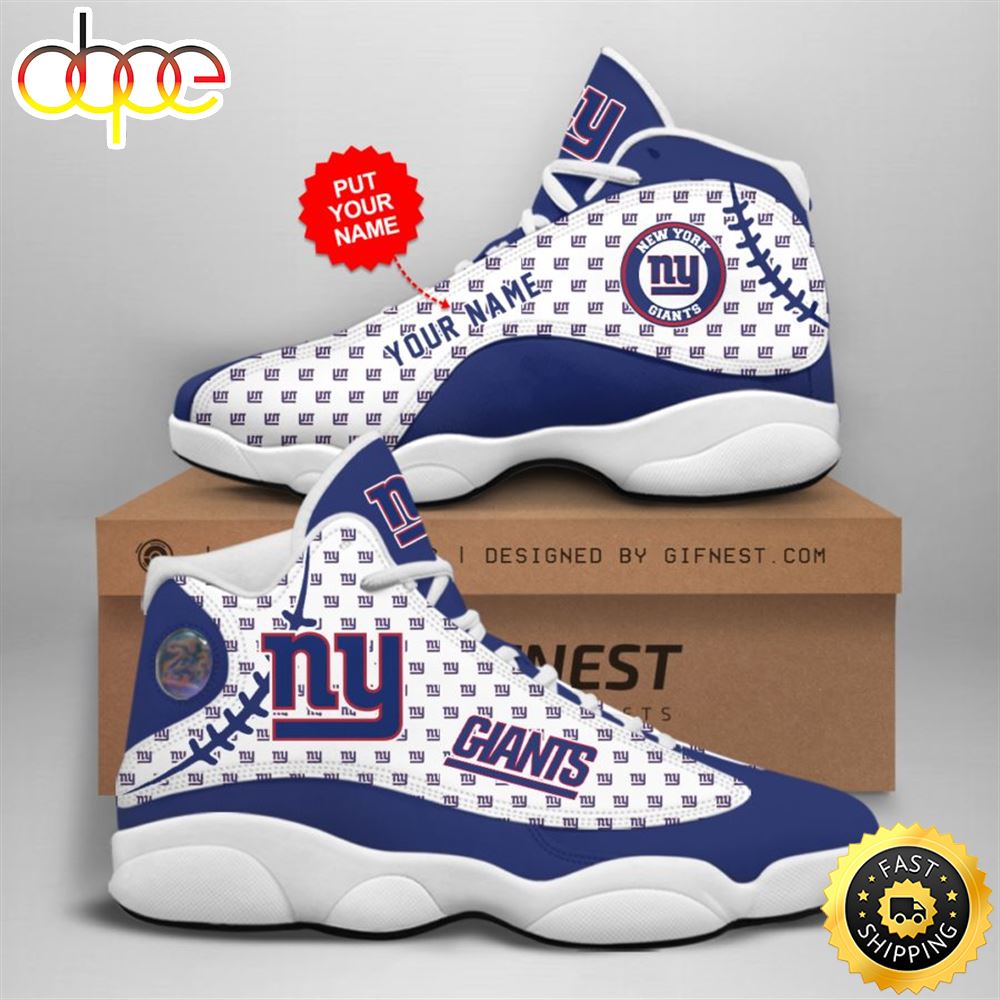 NFL New York Giants Custom Name Air Jordan 13 Shoes V3 Inrgqv