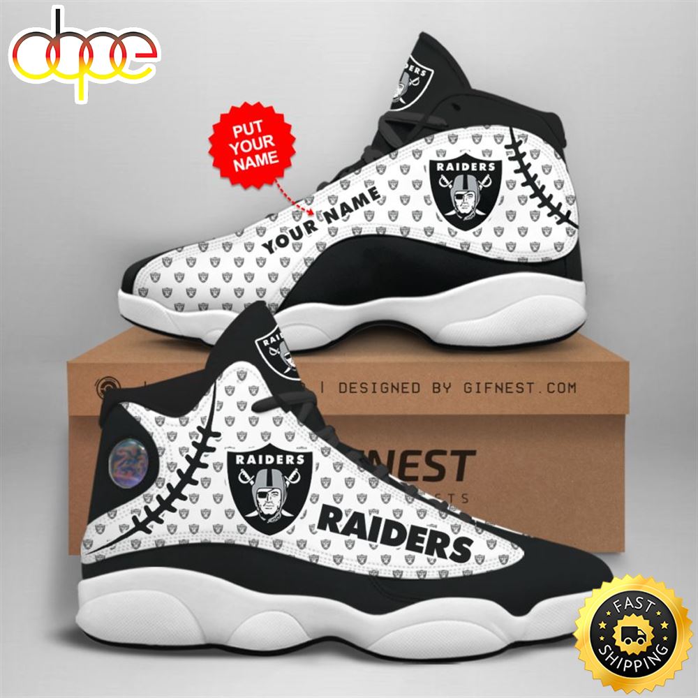 NFL Oakland Raiders Custom Name Air Jordan 13 Shoes V3 Rxcoac