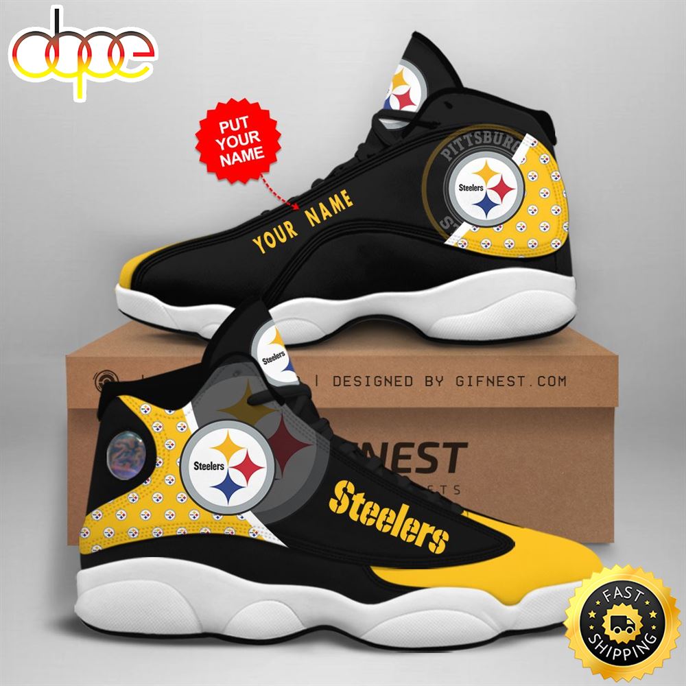 NFL Pittsburgh Steelers Custom Name Air Jordan 13 Shoes V1 Ywra4l