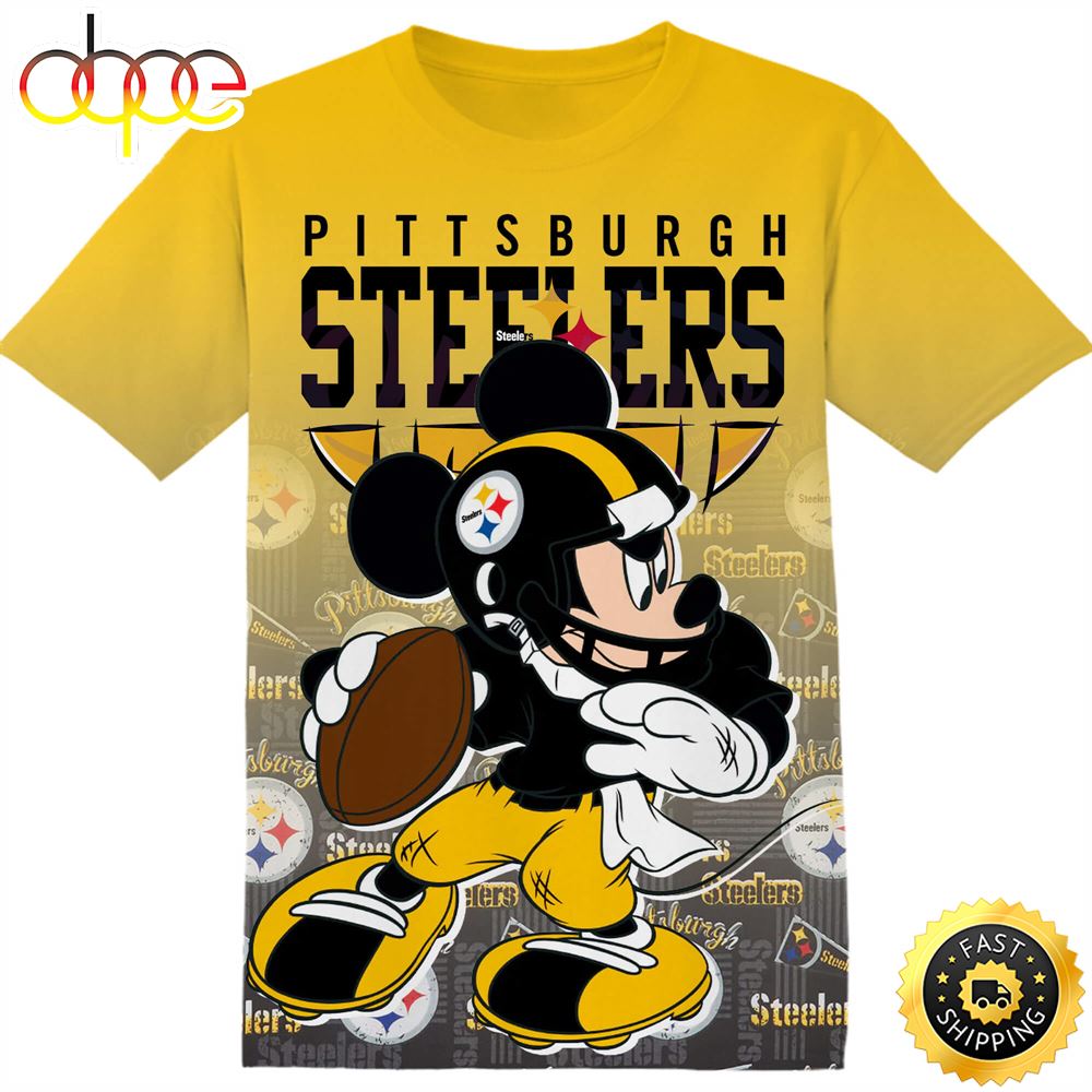 NFL Pittsburgh Steelers Disney Mickey Tshirt Adult And Kid Tshirt Xxldz7