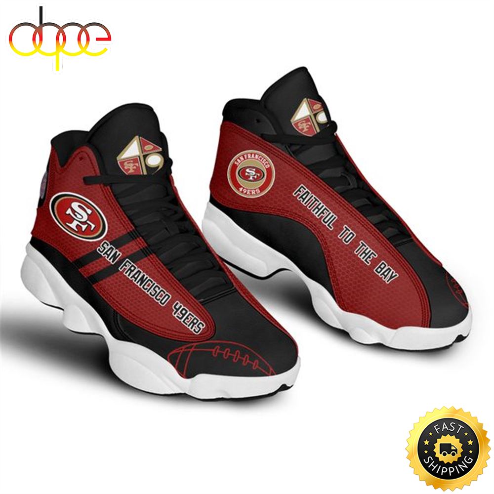 NFL San Francisco 49ers Black Red Air Jordan 13 Shoes V2 X1tmr6