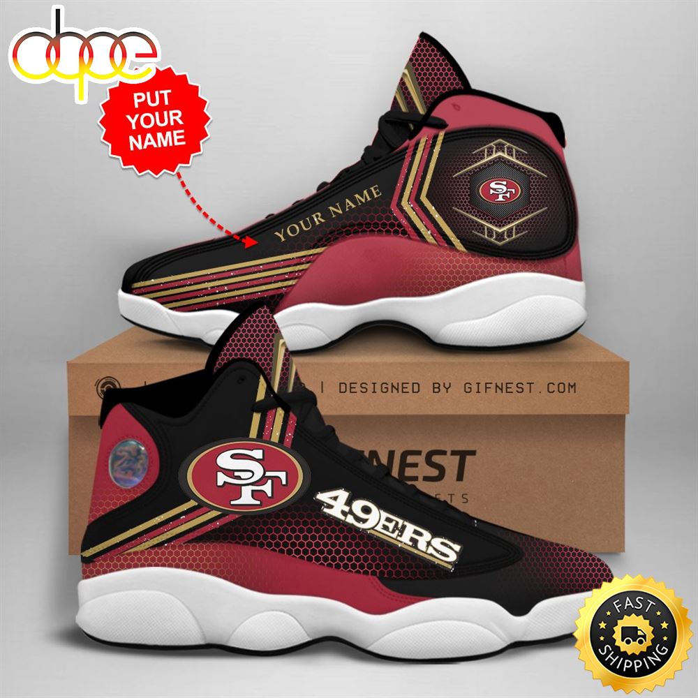 NFL San Francisco 49ers Custom Name Air Jordan 13 Shoes V1 K2go0y