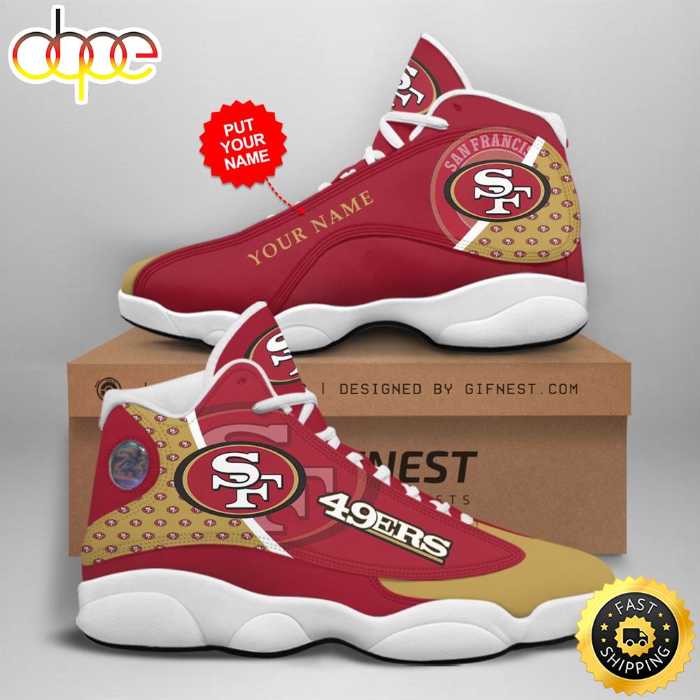 NFL San Francisco 49ers Custom Name Air Jordan 13 Shoes V2 Jovl24