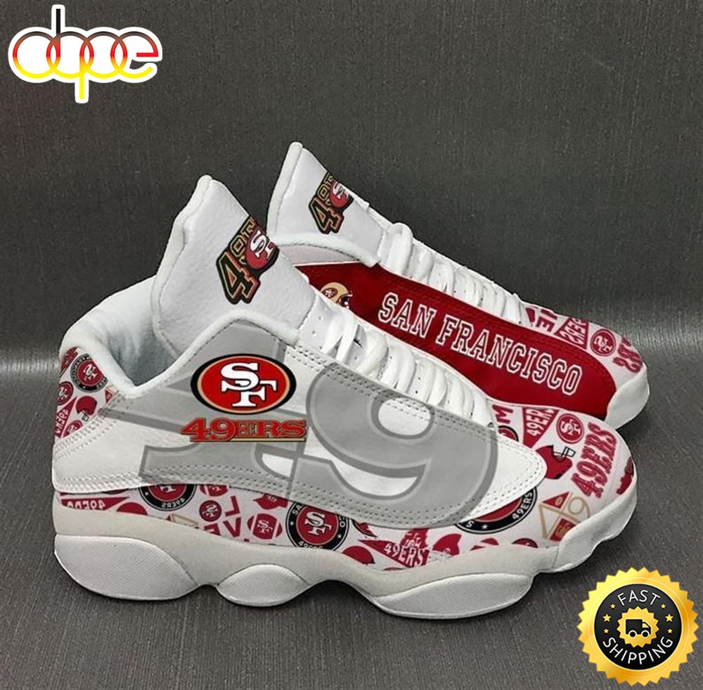 NFL San Francisco 49ers White Big Logo Air Jordan 13 Shoes Mvwv5g